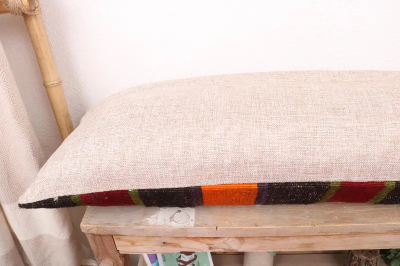 Turkish Kilim Pillow, Pillow Cover, Home Decor Pillow, Retro Throw Pillow Sham, Garden Cushion Case, Boho Pillow Sham Cover, 12x36 Brown Pillow - 7