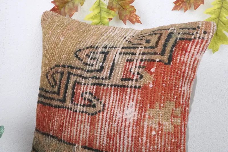 16x16 Red Pillow Cover, Pillow Sham, Ethnic Pillow Cover Cushion, Home Decor Pillow, Vintage Kilim Throw Pillow, Interior Designer Pillow - 5