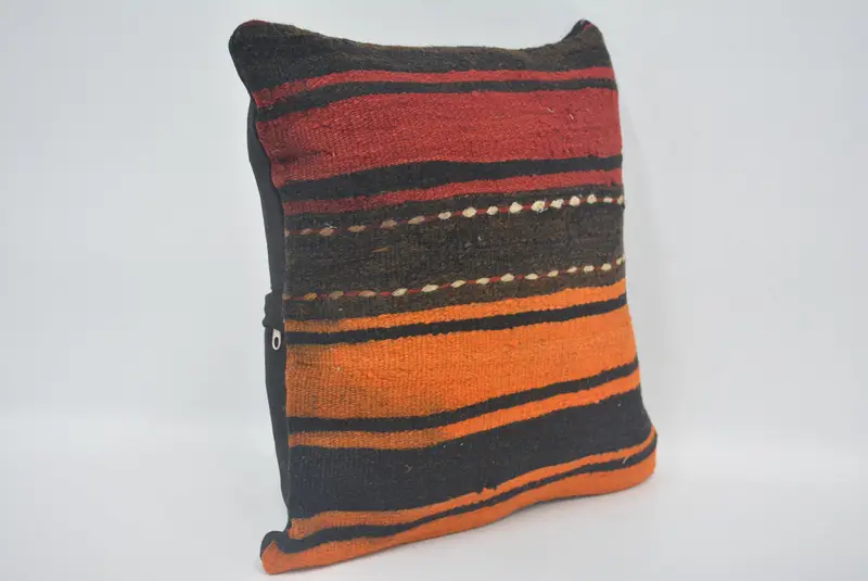 Vintage Kilim Throw Pillow, Gift Pillow, Pillow Case, Designer Throw Cushion Cover, Boho Chic Pillow, Vintage Kilim Pillow, 14x14 Red Cushion - 3