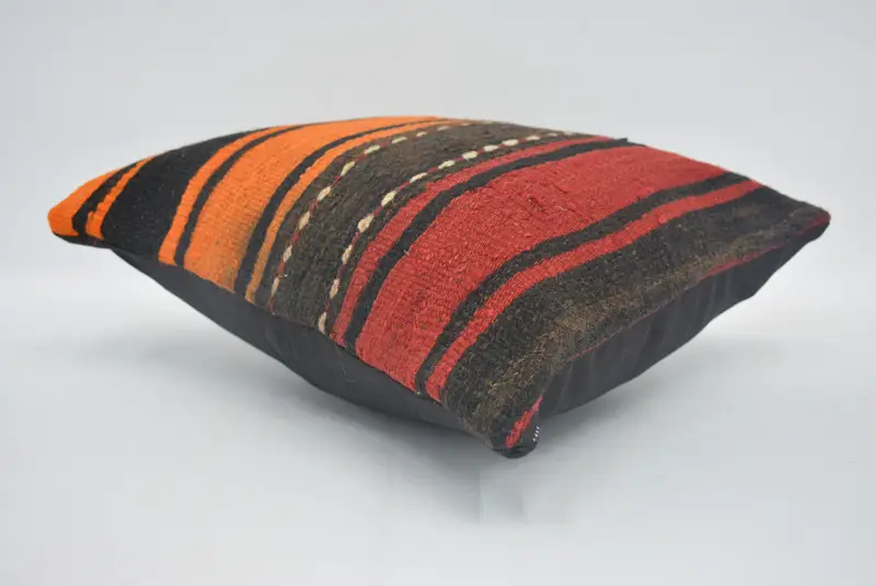 Vintage Kilim Throw Pillow, Gift Pillow, Pillow Case, Designer Throw Cushion Cover, Boho Chic Pillow, Vintage Kilim Pillow, 14x14 Red Cushion - 6