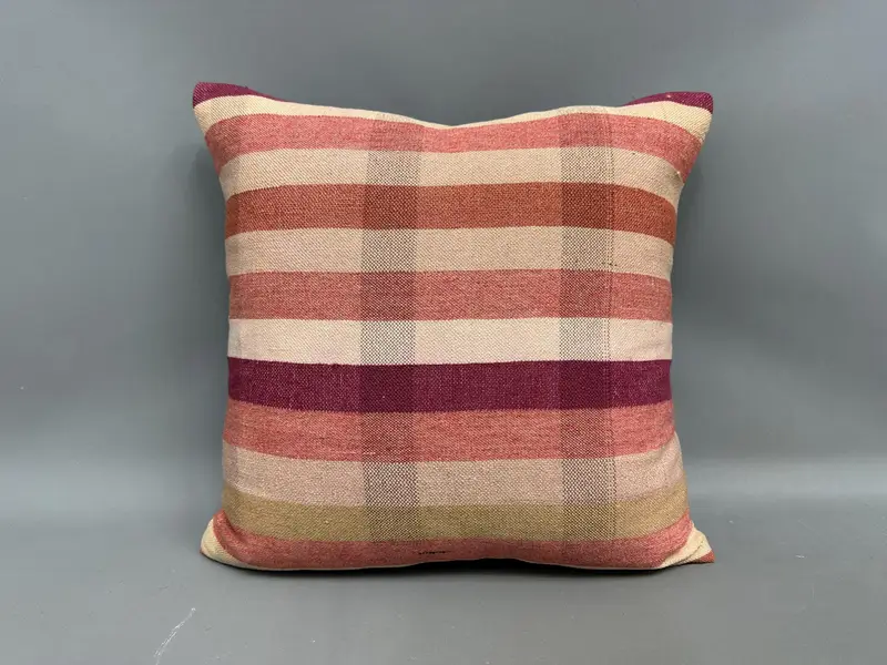 Yoga Pillow Sham, Kilim Pillow Cover, Decorative Cushion Case, 20x20 Beige Pillow Case, Vintage Pillow, Pillow Cover, Interior Designer Pillow - 4
