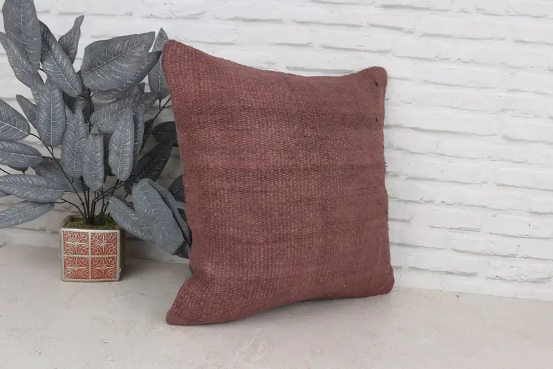 Vintage Kilim Throw Pillow, Knitted Pillow Sham, Gift Pillow, 20x20 Brown Pillow, Cushion, Armchair Cushion Case, Vintage Kilim Pillow - 3
