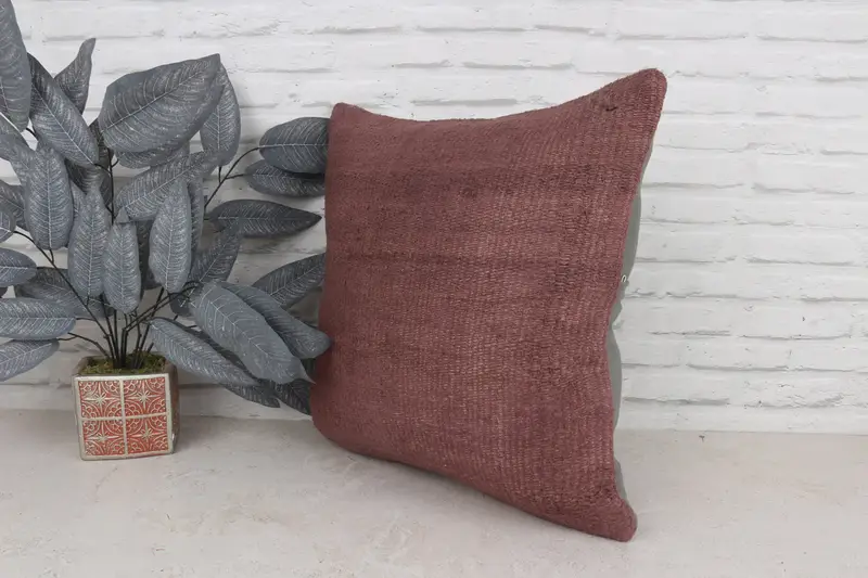 Vintage Kilim Throw Pillow, Knitted Pillow Sham, Gift Pillow, 20x20 Brown Pillow, Cushion, Armchair Cushion Case, Vintage Kilim Pillow - 4