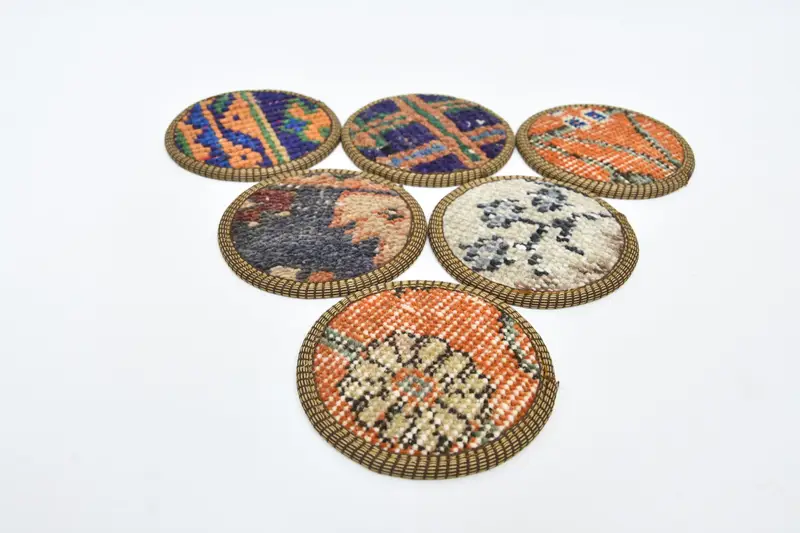 Bohem Yuvarlak Bardak Altlıkları, Mavi ve Turuncu Daire Altlıkları