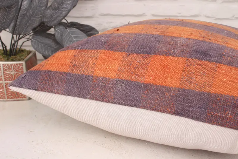 Pillow for Couch, Tribal Pillow, Pillow Sham, 20x20 Orange Cushion Cover, Custom Pillow Sham, Gift Pillow, Car Pillow Case, Vintage Kilim Pillow - 6