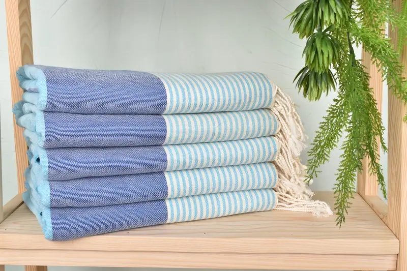 Sand-free peshtemal towel for the beach, Bridal Shower Favor, Absorbent Turkish towel, 68x40 Cotton Striped Towel, Embroidered Towel, Beach towel - 2