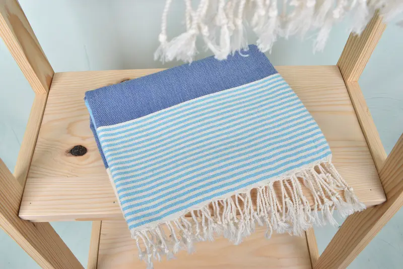Sand-free peshtemal towel for the beach, Bridal Shower Favor, Absorbent Turkish towel, 68x40 Cotton Striped Towel, Embroidered Towel, Beach towel - 5