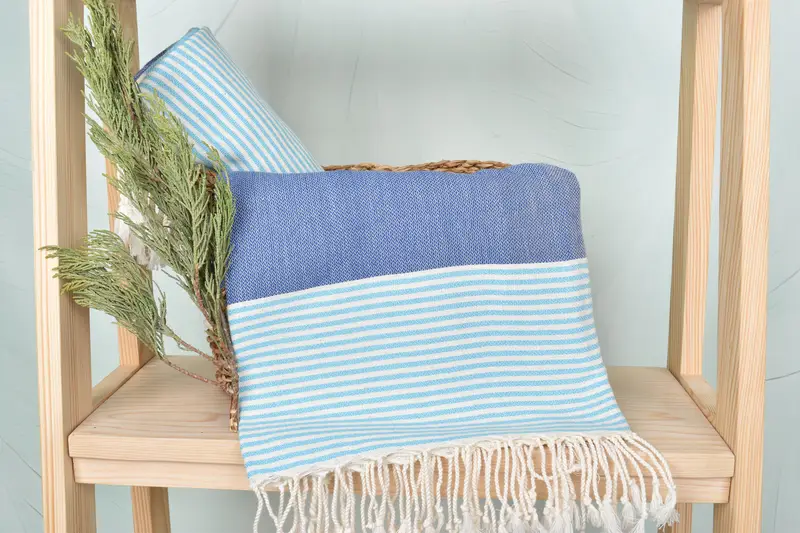 Sand-free peshtemal towel for the beach, Bridal Shower Favor, Absorbent Turkish towel, 68x40 Cotton Striped Towel, Embroidered Towel, Beach towel - 4
