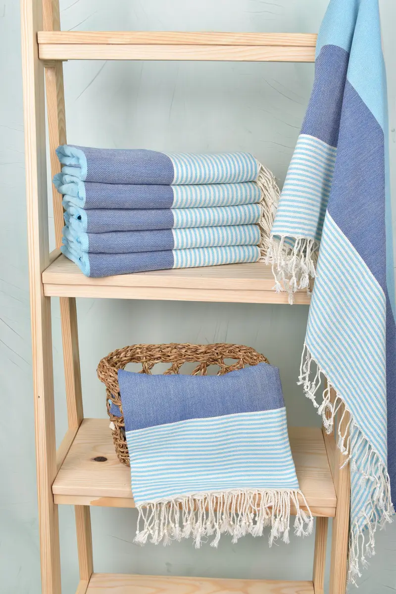 Sand-free peshtemal towel for the beach, Bridal Shower Favor, Absorbent Turkish towel, 68x40 Cotton Striped Towel, Embroidered Towel, Beach towel - 3
