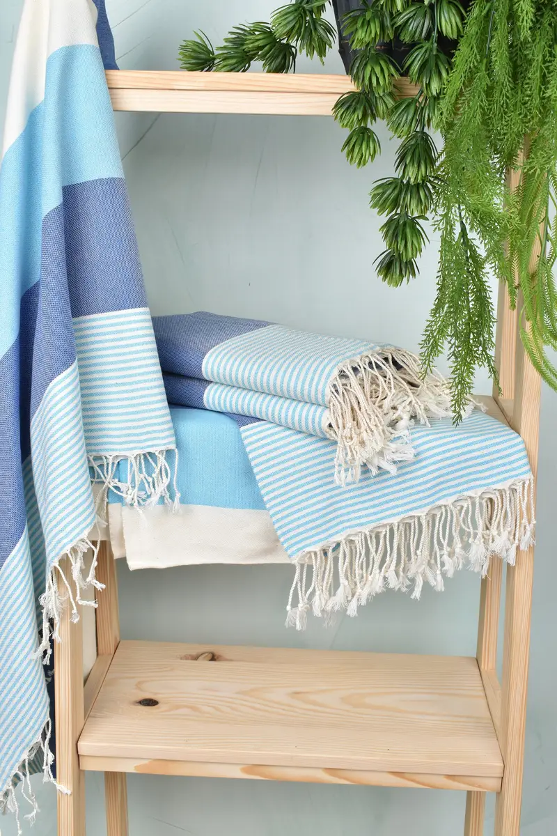 Sand-free peshtemal towel for the beach, Bridal Shower Favor, Absorbent Turkish towel, 68x40 Cotton Striped Towel, Embroidered Towel, Beach towel - 6