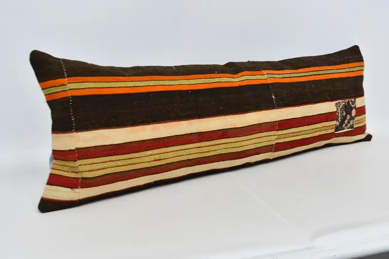 Throw Kilim Pillow, Kilim Cushion Sham, Cushion Case, 16x48 Brown Pillow Cover, Garden Pillow Case, Yoga Pillow, Boho Pillow - 3