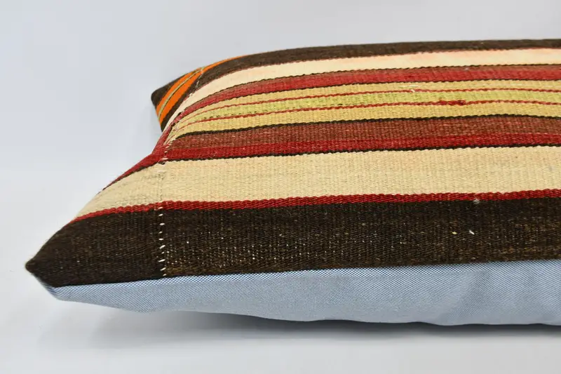 Throw Kilim Pillow, Kilim Cushion Sham, Cushion Case, 16x48 Brown Pillow Cover, Garden Pillow Case, Yoga Pillow, Boho Pillow - 6