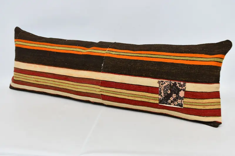 Throw Kilim Pillow, Kilim Cushion Sham, Cushion Case, 16x48 Brown Pillow Cover, Garden Pillow Case, Yoga Pillow, Boho Pillow - 4