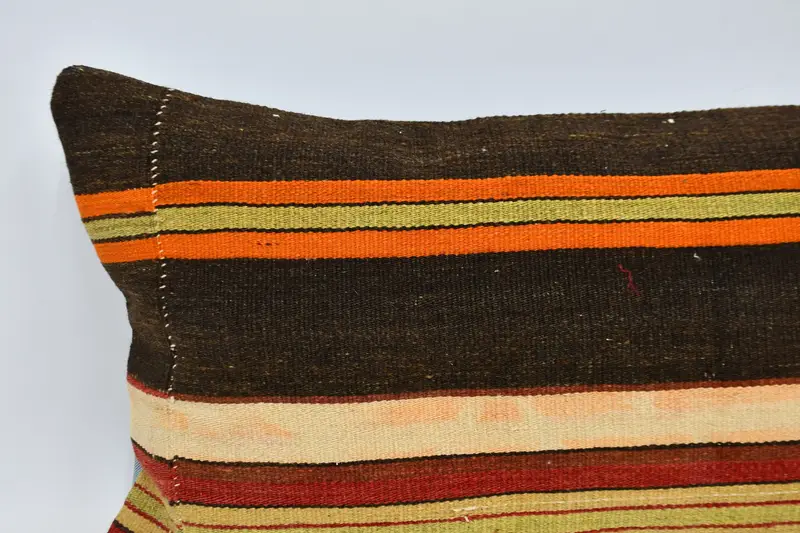 Throw Kilim Pillow, Kilim Cushion Sham, Cushion Case, 16x48 Brown Pillow Cover, Garden Pillow Case, Yoga Pillow, Boho Pillow - 2