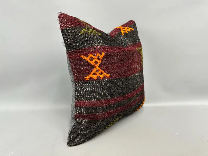 Pillow Case, 18x18 Brown Cushion Cover, Ethnic Pillow Cover Pillow Cover, Kilim Pillow Cover, Bench Pillow, Pillow for Couch, Gift Pillow - 2