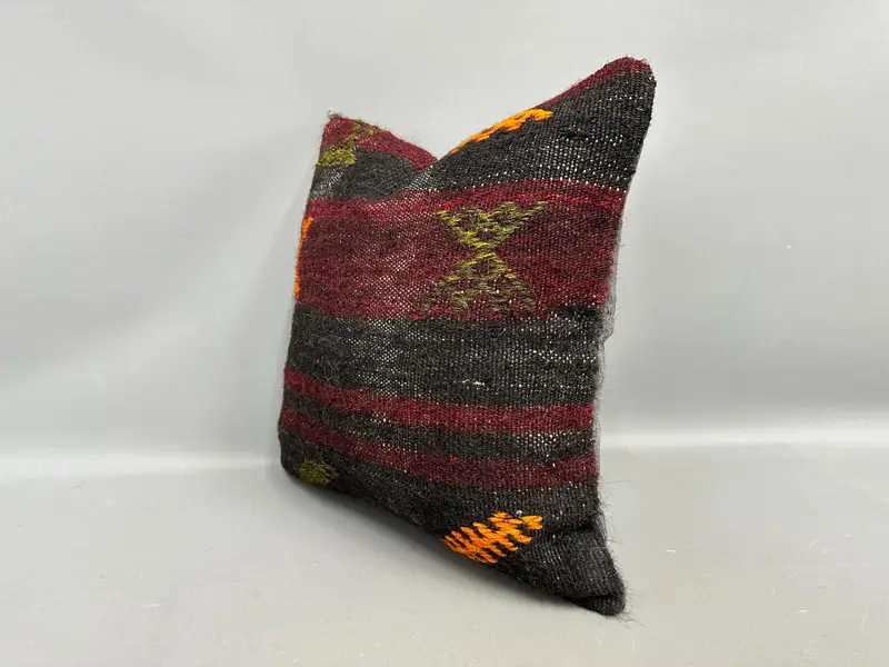 Pillow Case, 18x18 Brown Cushion Cover, Ethnic Pillow Cover Pillow Cover, Kilim Pillow Cover, Bench Pillow, Pillow for Couch, Gift Pillow - 3