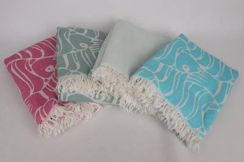 Bachelorette Gifts, Turkish Blanket Throw, 108x104 Cotton Fish Design Towel, Personalized Blanket, Bridal Shower Gift, Throw Blankets for Couch - 3