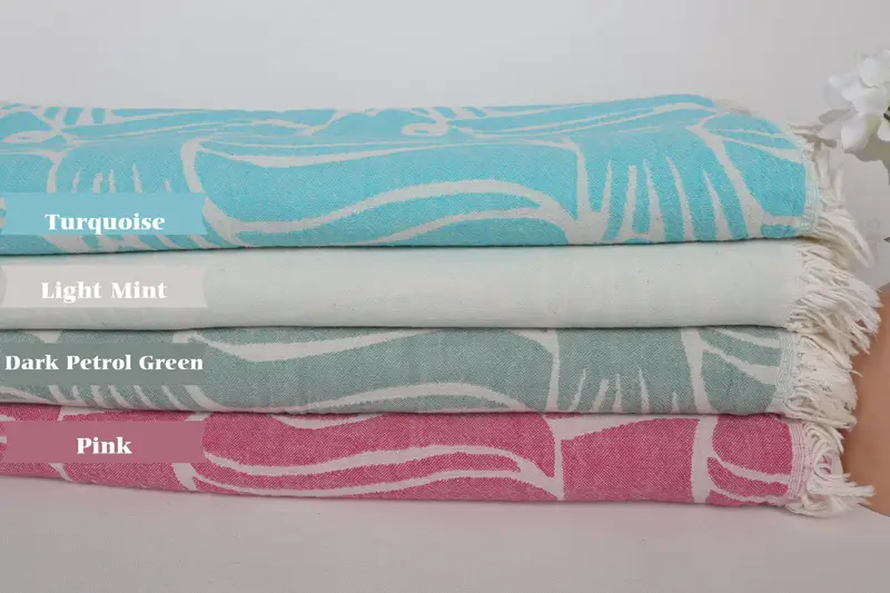 Bachelorette Gifts, Turkish Blanket Throw, 108x104 Cotton Fish Design Towel, Personalized Blanket, Bridal Shower Gift, Throw Blankets for Couch - 2