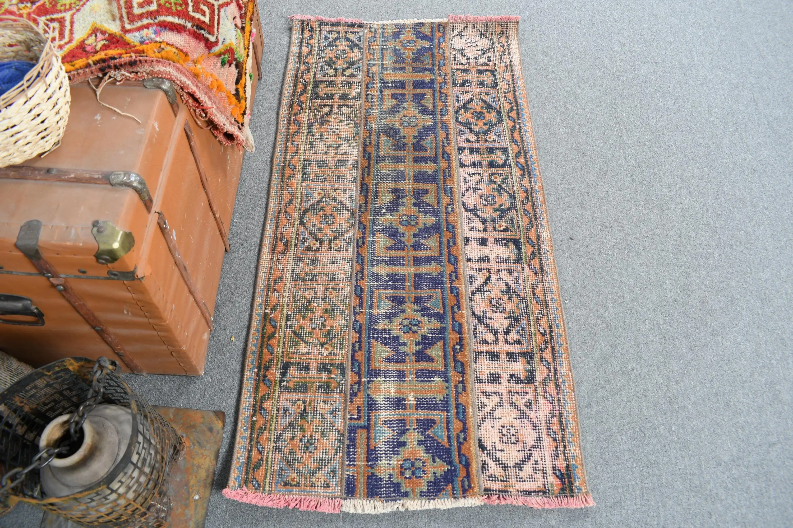 Turkish 2.2x4.3 ft Rug, Vintage Rug, Blue Camouflage Rug Wool - 1