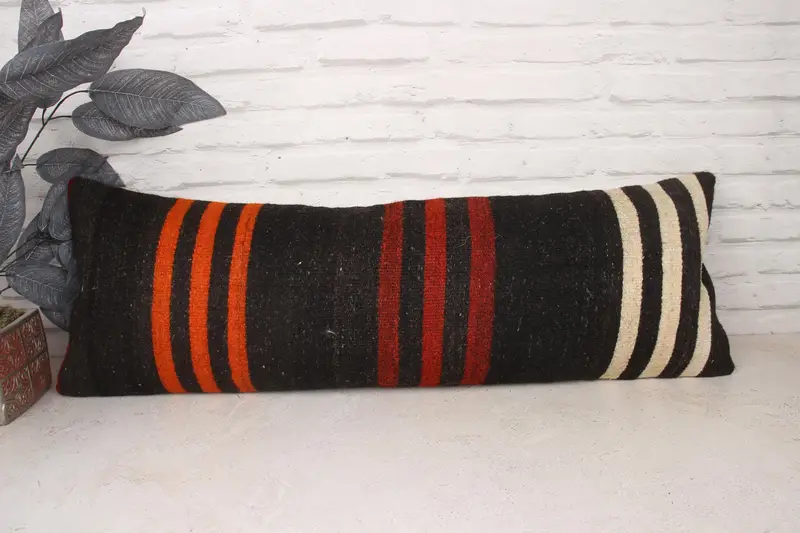 Kilim Pillow, 12x36 Brown Pillow Case, Tribal Pillow, Cotton Pillow Cover, Kilim Cushion Sham, Gift Pillow, Cushion Case, Outdoor Cushion Case - 1