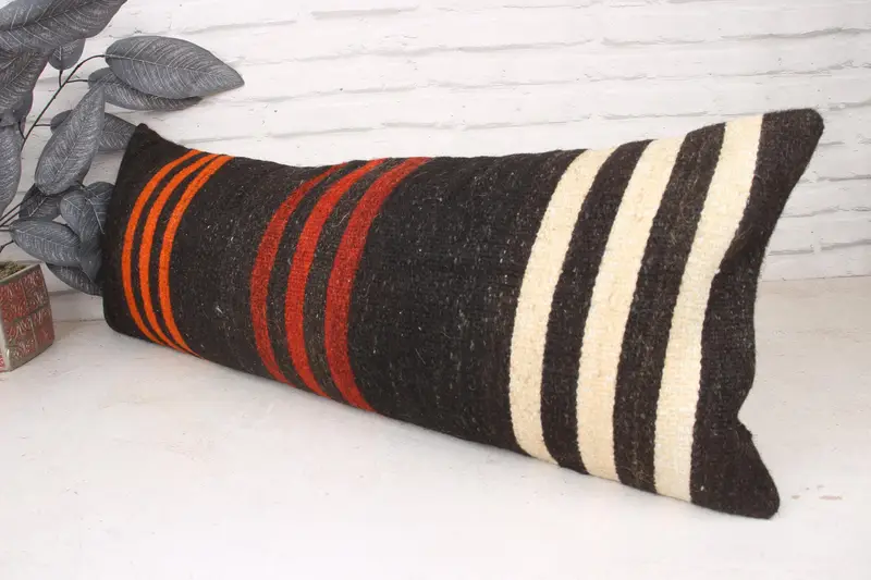 Kilim Pillow, 12x36 Brown Pillow Case, Tribal Pillow, Cotton Pillow Cover, Kilim Cushion Sham, Gift Pillow, Cushion Case, Outdoor Cushion Case - 4