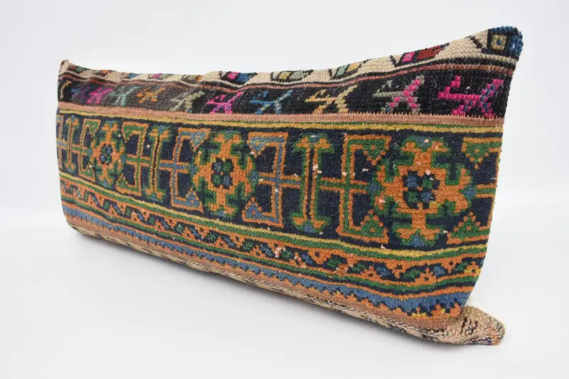 Sofa Bolster Cushion Case, Pillow for Sofa, Gift Pillow, 16x36 Orange Cushion, Vintage Kilim Throw Pillow, Cushion Cover, Shabby Chic Cushion Case - 4