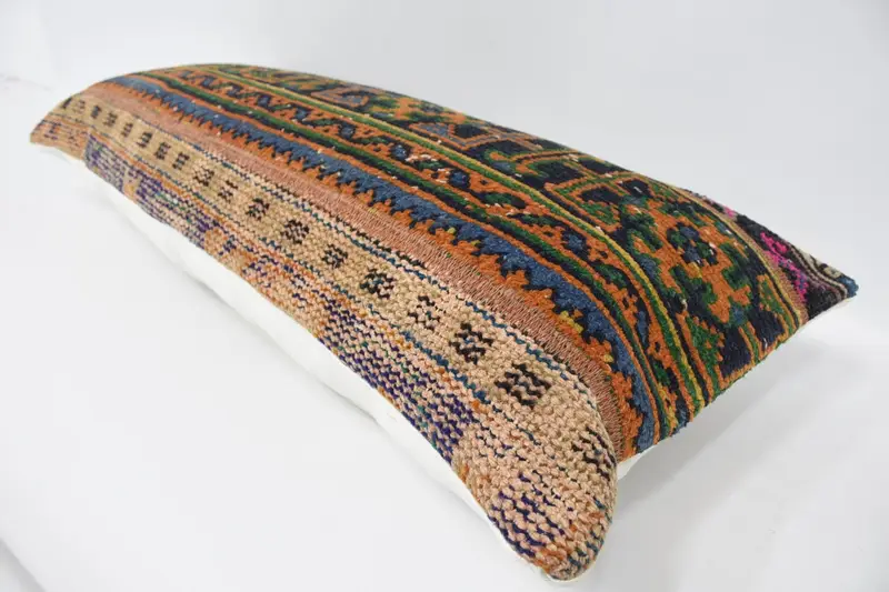 Sofa Bolster Cushion Case, Pillow for Sofa, Gift Pillow, 16x36 Orange Cushion, Vintage Kilim Throw Pillow, Cushion Cover, Shabby Chic Cushion Case - 5