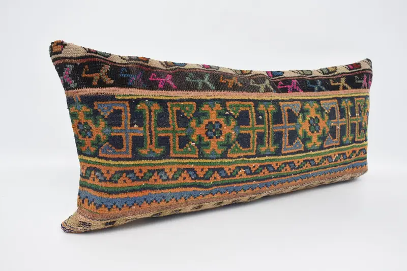 Sofa Bolster Cushion Case, Pillow for Sofa, Gift Pillow, 16x36 Orange Cushion, Vintage Kilim Throw Pillow, Cushion Cover, Shabby Chic Cushion Case - 3