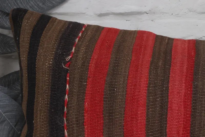 Throw Kilim Pillow, 16x48 Red Pillow Case, Handwoven Pillow Cover Pillow Case, Kilim Cushion Sham, Pillow, Antique Pillows - 2