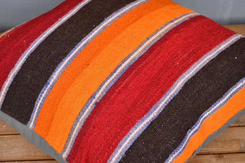 20x20 Red Pillow Sham, Ethnical Kilim Rug Pillow, Pillow Case, Turkish Kilim Pillow, Bohemian Cushion Pillow Sham, Handmade Kilim Cushion - 4