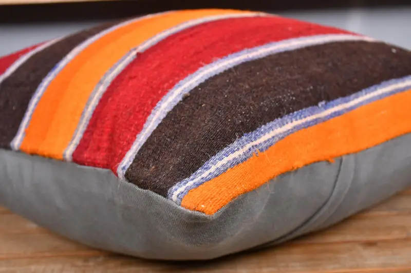 20x20 Red Pillow Sham, Ethnical Kilim Rug Pillow, Pillow Case, Turkish Kilim Pillow, Bohemian Cushion Pillow Sham, Handmade Kilim Cushion - 3