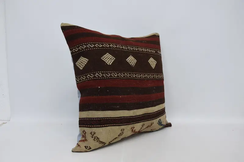 Wholesale Pillow, Ethnical Kilim Rug Pillow, Cushion, Home Decor Pillow, Toss Cushion Cover, 28x28 Brown Cushion, Kilim Cushion Sham - 3