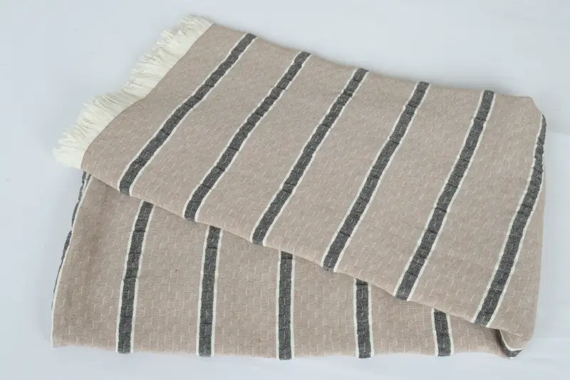 Turkish Cotton Throw Blanket, Housewarming Gift, Wedding Favors, 96x84 Cotton Striped Towel, Personalized Gifts, Christmas Gift Blanket - 6