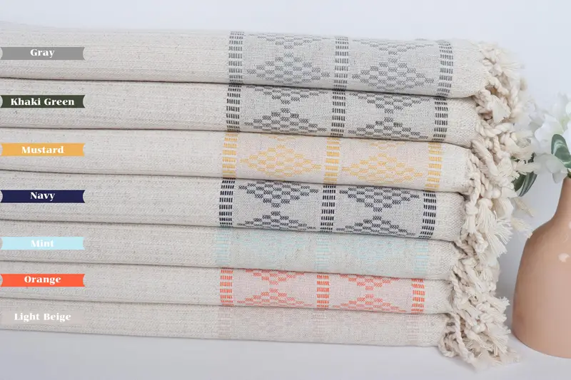 Travel towel, 70x36 Linen Kilim Design Towel, Turkish beach towel, Boyfriend Christmas Gift, Personalized Home Gift Wedding, Turkish hand towel - 1