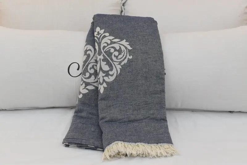 Woven Throw Blanket, Wedding Favors, Wedding Hand Made Gift, Throw Blanket Couch, 96x76 Cotton Baroque Towel, Bridal Gifts, Monogram Beach Blanket - 5