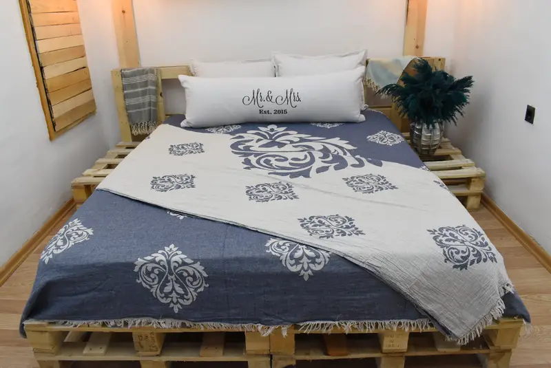 Woven Throw Blanket, Wedding Favors, Wedding Hand Made Gift, Throw Blanket Couch, 96x76 Cotton Baroque Towel, Bridal Gifts, Monogram Beach Blanket - 8