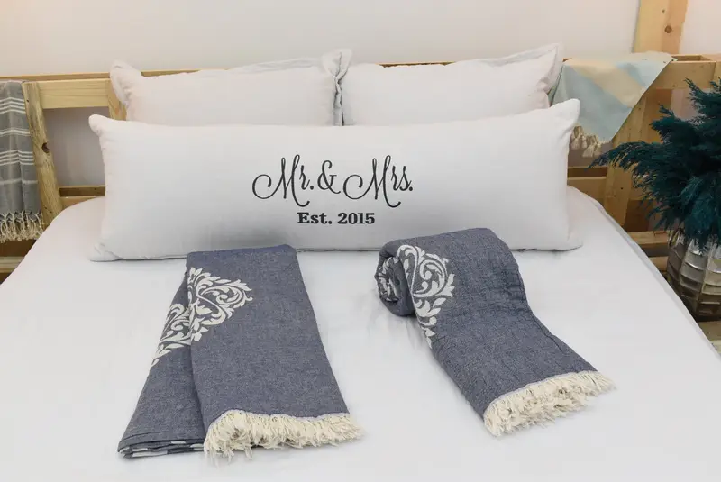 Woven Throw Blanket, Wedding Favors, Wedding Hand Made Gift, Throw Blanket Couch, 96x76 Cotton Baroque Towel, Bridal Gifts, Monogram Beach Blanket - 4