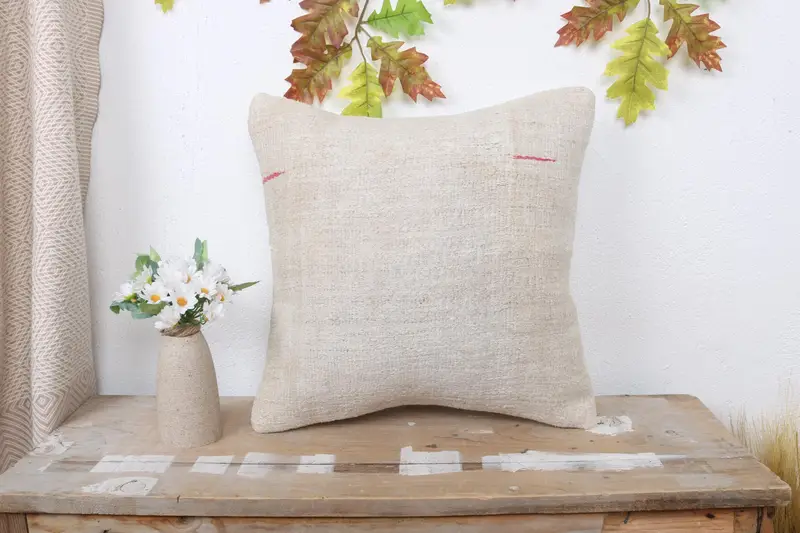 16x16 Beige Cushion Case, Cushion Cover, Interior Designer Pillow, Personalized Gift Pillow Pillow Sham, Turkish Pillow, Boho Pillow Sham Cover - 1