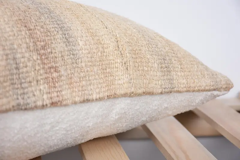 Knitted Cushion Case, Home Decor Pillow, Boho Pillow Sham Cover, 12x20 Beige Pillow Cover, Pillow Cover, Turkish Kilim Pillow - 7