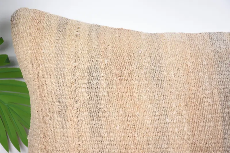 Knitted Cushion Case, Home Decor Pillow, Boho Pillow Sham Cover, 12x20 Beige Pillow Cover, Pillow Cover, Turkish Kilim Pillow - 2