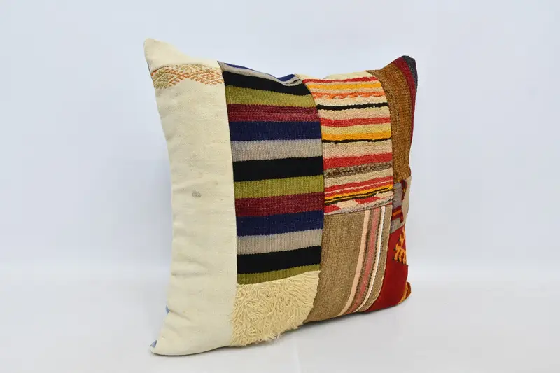 Home Decor Pillow, Interior Designer Pillow, Ethnical Kilim Rug Pillow, 28x28 Beige Cushion Case, Ikat Cushion Case, Pillow Cover - 3