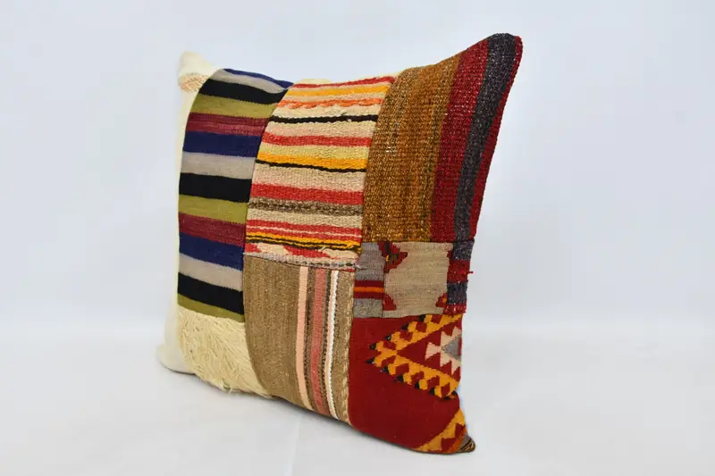 Home Decor Pillow, Interior Designer Pillow, Ethnical Kilim Rug Pillow, 28x28 Beige Cushion Case, Ikat Cushion Case, Pillow Cover - 4