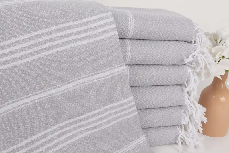 Personalisierte Hochzeitsgeschenke, hellgrau gestreiftes Handtuch, 40 x 71 Zoll