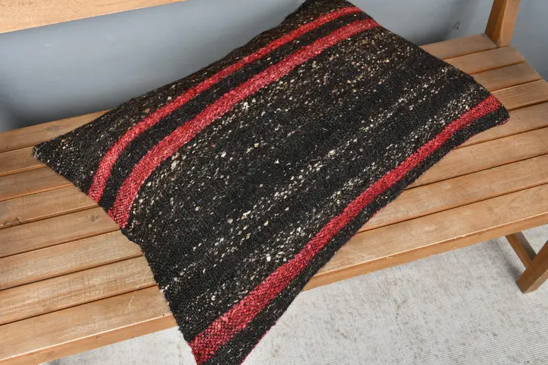 Turkish Pillow, Vintage Kilim Pillow, Pillow Case, Neutral Cushion Cover, 20x28 Brown Pillow, Turkish Corner Pillow, Kilim Cushion Sham - 2