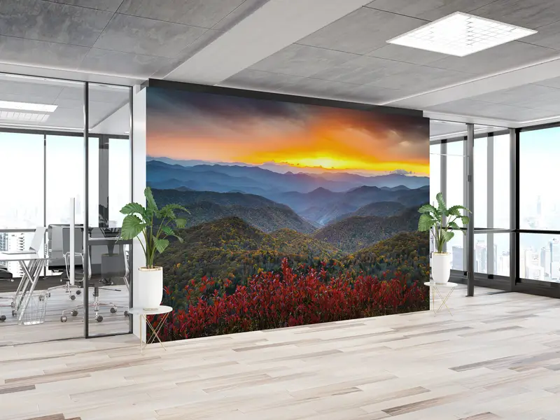 Sunset Wall Poster, Nature Wall Mural, Modern Wall Paper, Custom Wall Paper, Wall Paper Peel and Stick, , Autumn Mural, - 3