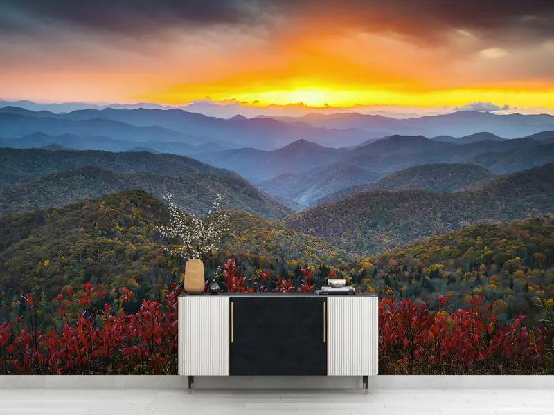 Sunset Wall Poster, Nature Wall Mural, Modern Wall Paper, Custom Wall Paper, Wall Paper Peel and Stick, , Autumn Mural, - 5