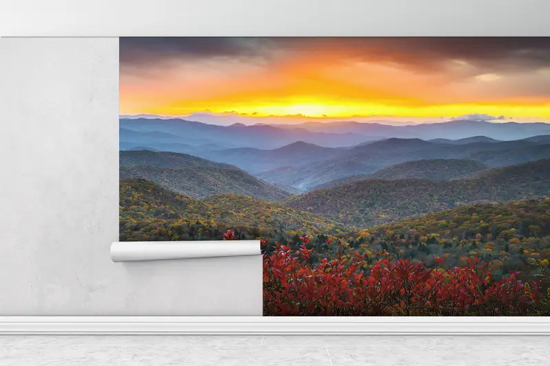 Sunset Wall Poster, Nature Wall Mural, Modern Wall Paper, Custom Wall Paper, Wall Paper Peel and Stick, , Autumn Mural, - 1