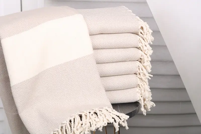 Wedding Gift For Bride, Spa Gift Towel, Housewarming Gift, Gifts For Him, Pool Towels, Bachelorette Party Favors, 70x40 Cotton Herringbone Towel - 1
