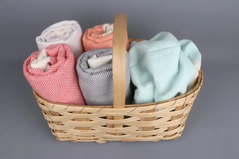 Herringbone Organic Cotton Bath Towel Beige, 40x71 Inches