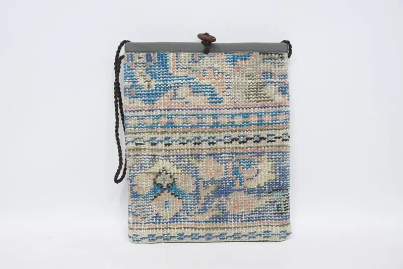 ヴィンテージモチーフのアールデコキリムバッグ、ウールショルダーバッグ